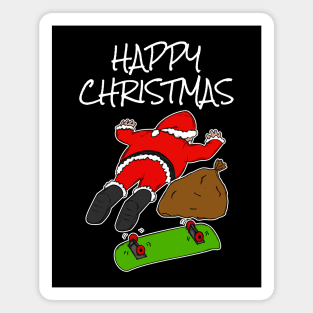 Skateboarding Santa Fallen Off Skateboard Funny Christmas Magnet